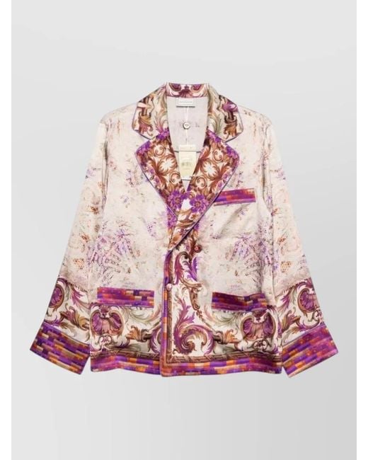 Pierre Louis Mascia Pink Silk Floral-Print Blazer