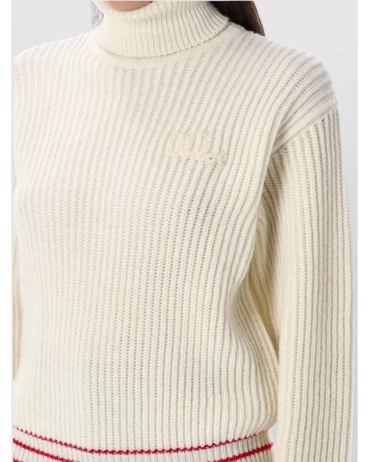Chloé Natural Wool Mohair Oversized Ribbed Turtleneck Jumper