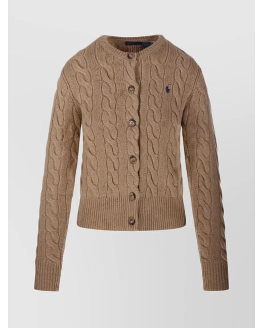 Ralph Lauren Natural Cable Knit Hem And Cuffs