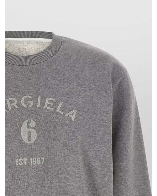 MM6 by Maison Margiela Gray Logo Cotton Sweatshirt Crew Neck