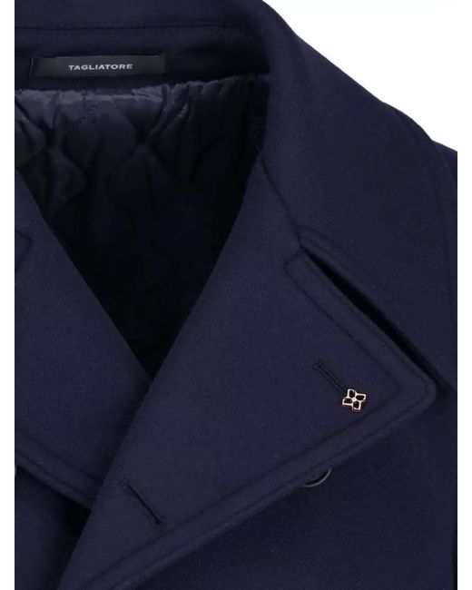 Tagliatore Blue Wool Peacoat for men