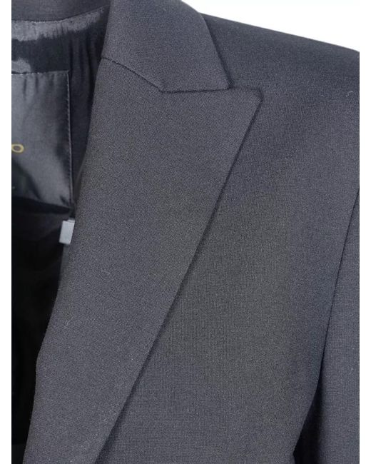 Pinko Blue Single Breasted Silk Blend Tailored Jacket