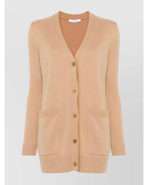 Max Mara Natural Sequin Embellished Wool Cashmere Cardigan