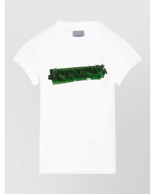 Balenciaga Green Asymetric T-Shirt With Print