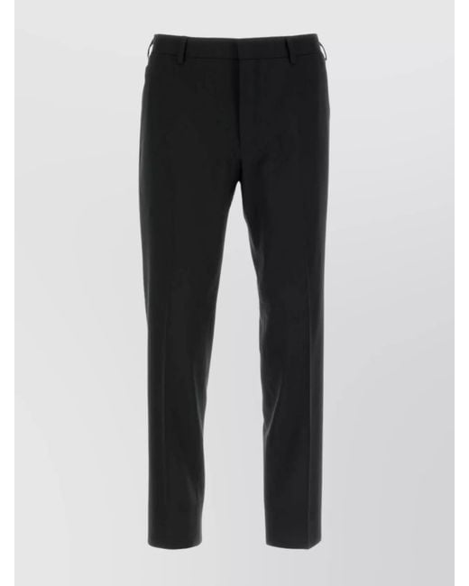 Prada Black Virgin Wool Straight-Leg Trousers for men
