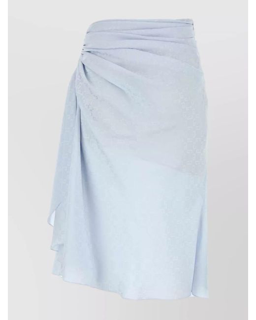 Givenchy Blue Silk Draped Midi Skirt