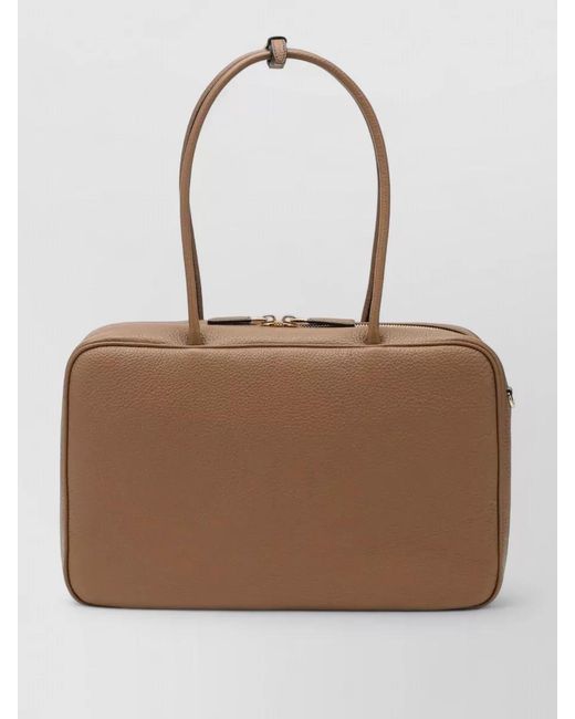 Prada Natural Shoulder Bag Rectangular Shape Textured Finish Top Handles