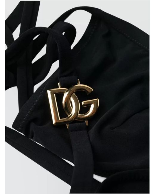 Dolce & Gabbana Black Logo Triangle Bikini Set