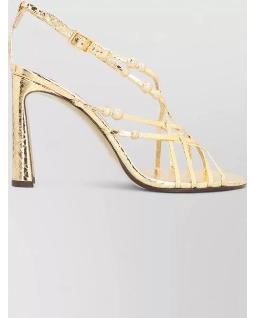 Jimmy Choo Felice Metallic Beaded Block Heel Sandals