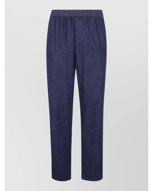 Aspesi Blue Ventura Straight Leg Trousers Back Pocket for men