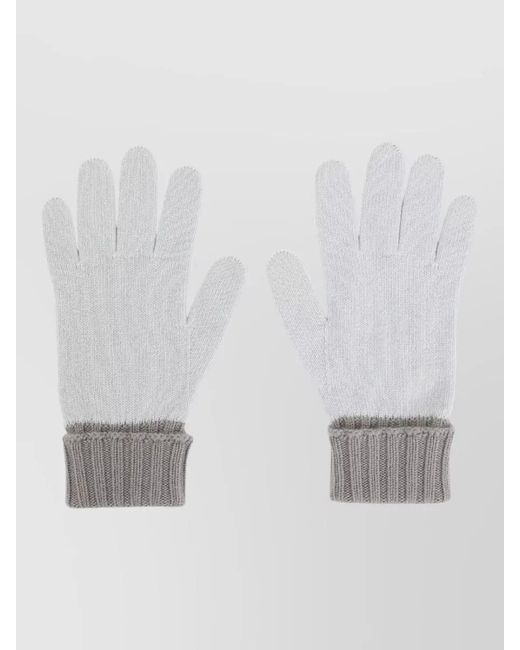 Gucci Gray Knit Gloves Ribbed Cuffs