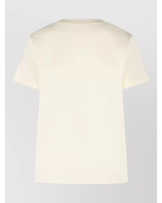 Moncler Natural Logo Cotton T Shirt Short Sleeves Crew Neck