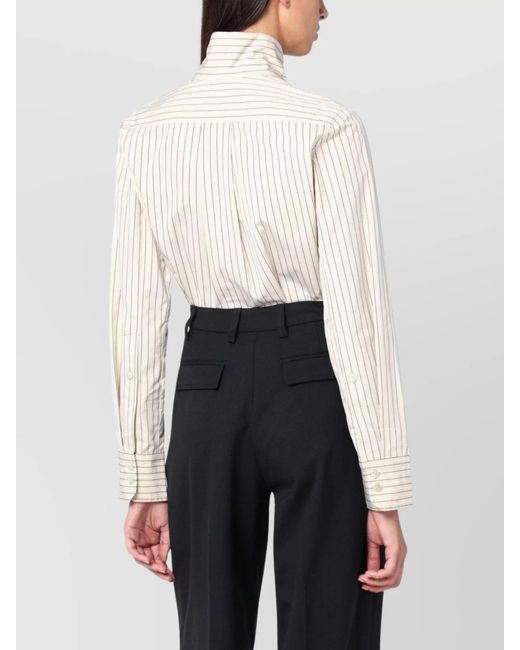 Patou White Striped Shirt With Scarf Collar