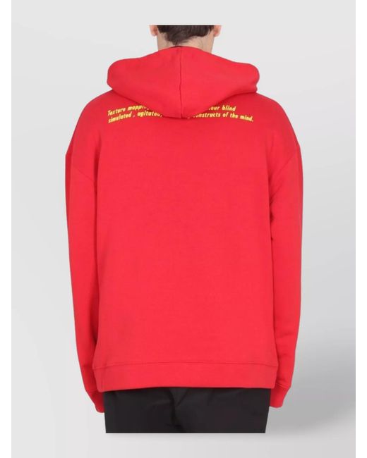 Raf Simons Red Cotton Logo Hoodie for men