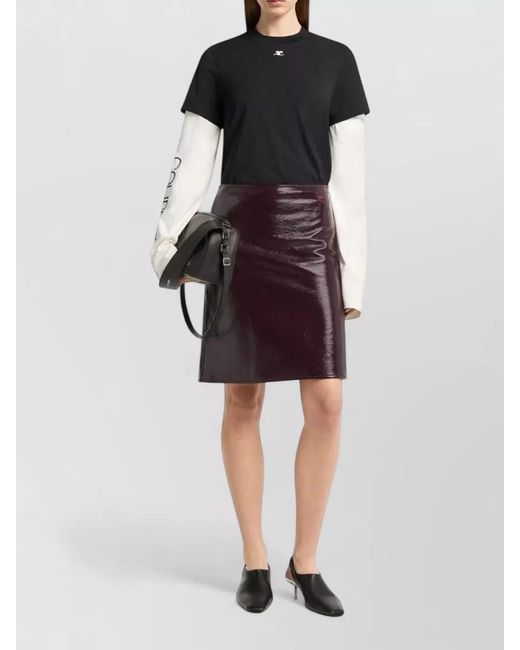 Courreges Brown High Waist Knee Length Vinyl Skirt