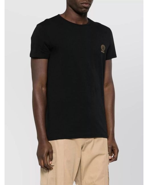 Versace Black T-Shirt Bi-Pack Jersey Topeka Bi-Stretch Cotton Organic New Logo for men