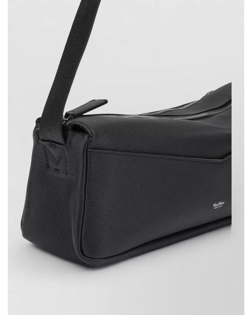Max Mara Black Medium Leather Cross Body Bag Adjustable Strap