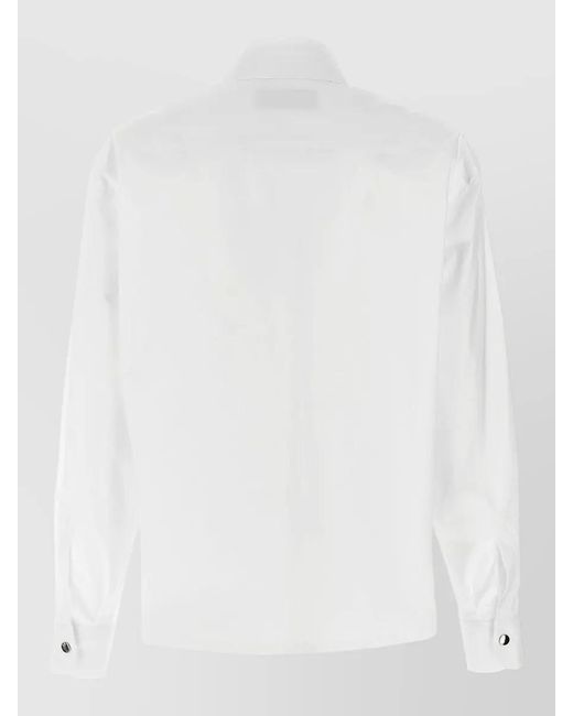 Thelatest White Bruna Shirt Chest Pockets Long Sleeves Collar