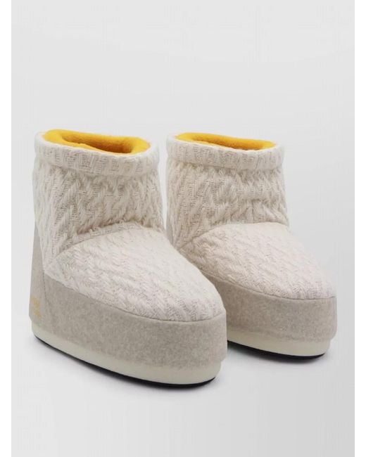 Moon Boot Gray Knit Texture Ankle Boots Modern Design