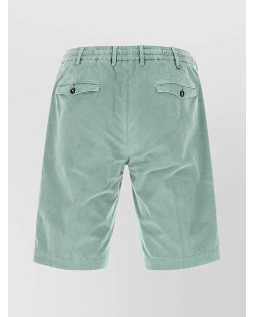 PT Torino Green Stretch Corduroy Bermuda Shorts With Elastic Waistband for men
