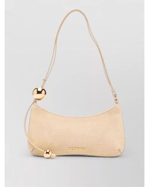 Jacquemus Natural Croc Effect Suede Shoulder Bag Hardware