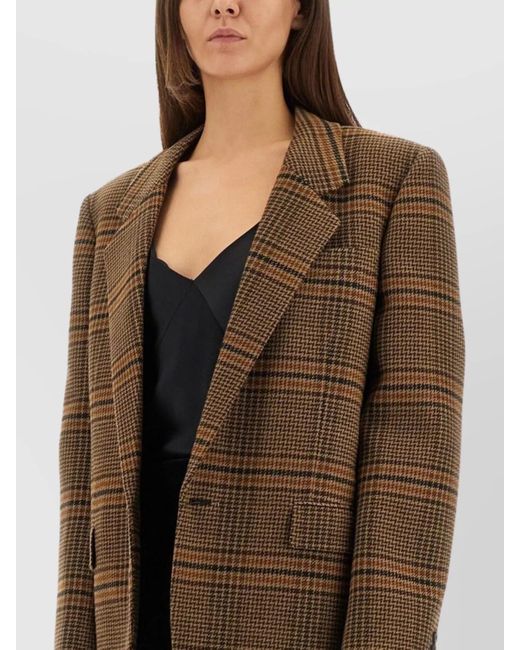 Saint Laurent Brown Wool Check Single-Breasted Blazer