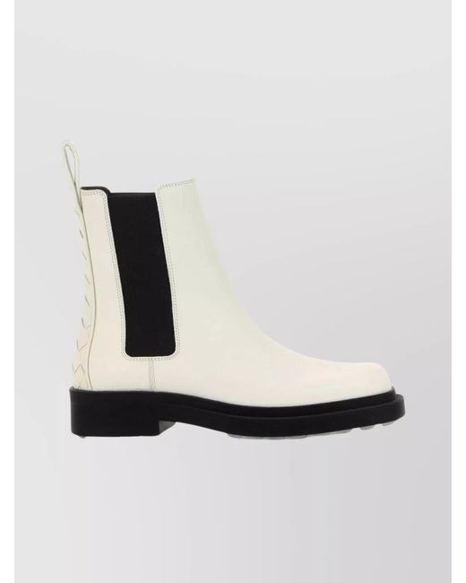 Bottega Veneta White Leather Chelsea Ankle Boots