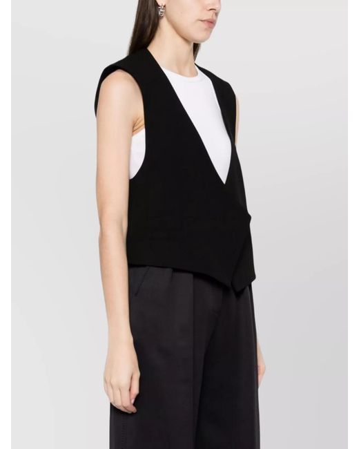 AMI Black Virgin Wool V-Neck Sleeveless Waistcoat