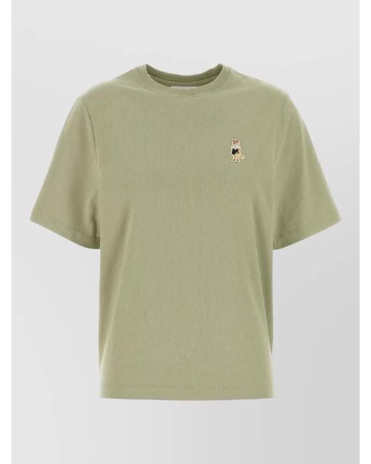 Maison Kitsuné Green Organic Cotton Embroidered Short-Sleeve T-Shirt