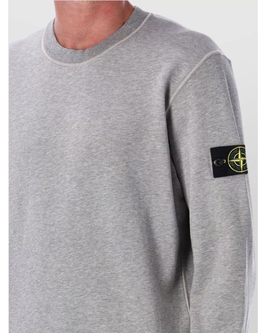 Stone Island Gray Organic Cotton Fleece Crew Neck Sweater for men