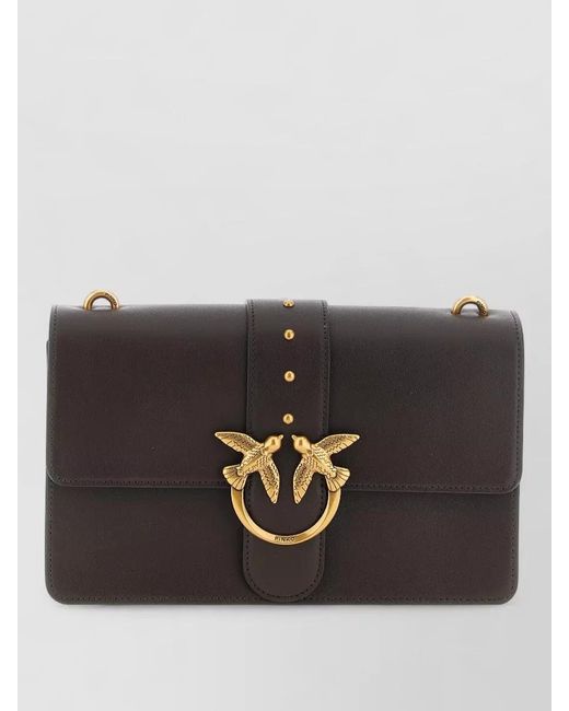Pinko Black Love Bag One Calfskin Leather Clutch Bag