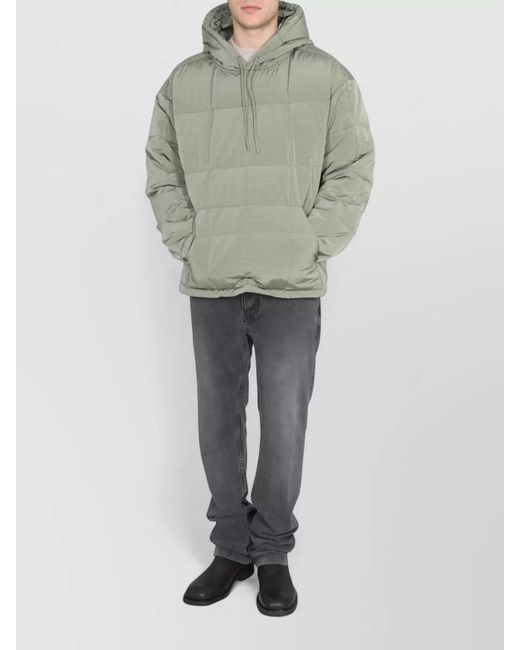 Ienki Ienki Green Hooded Anorak Jacket Quilted Front Pockets for men