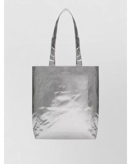 A.P.C. Gray Metallic Finish Tote Bag Long Handles