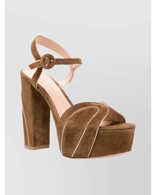 Gianvito Rossi Multicolor Suede Block Heel Sandals With Platform Sole