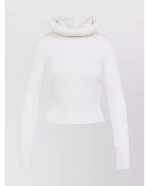 Alaïa White Virgin Wool Hooded Jumper