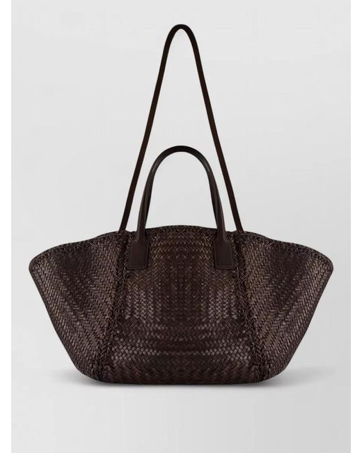 Dragon Diffusion Brown Woven Tote Bag Dual Top Handles