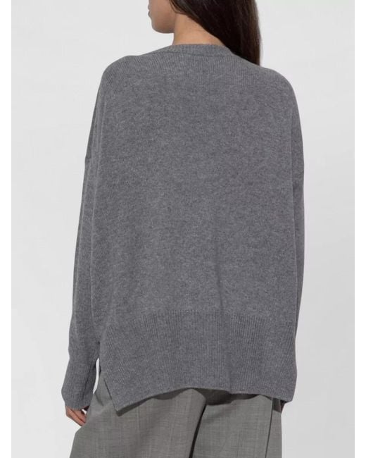 Jil Sander Gray Cashmere Knit Sweater Crew Neck Design