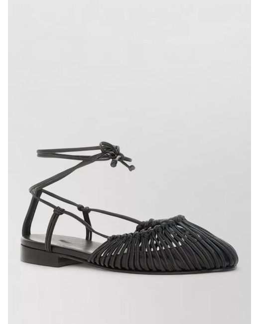 Hereu Black Mantera Flat Braided Open Toe Sandals