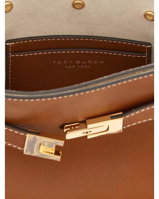 Tory Burch Brown Lee Radziwill Petite Clutch Bag Strap