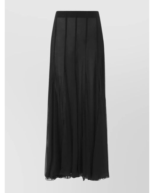 Chloé Black Flowing Maxi Silk Skirt Ruffles