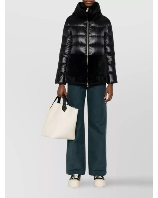 Herno Black Lightweight Nylon Cape Fur Panel