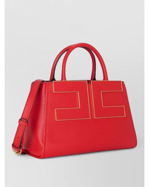 Elisabetta Franchi Red Leather-Effect Tote Bag