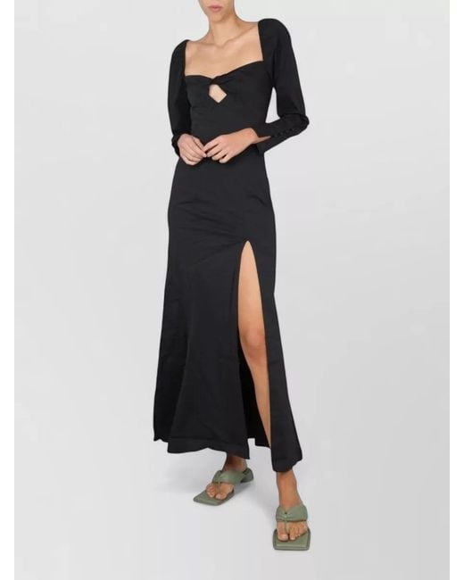 Staud White Josephine Dress Square Neckline Front Slit