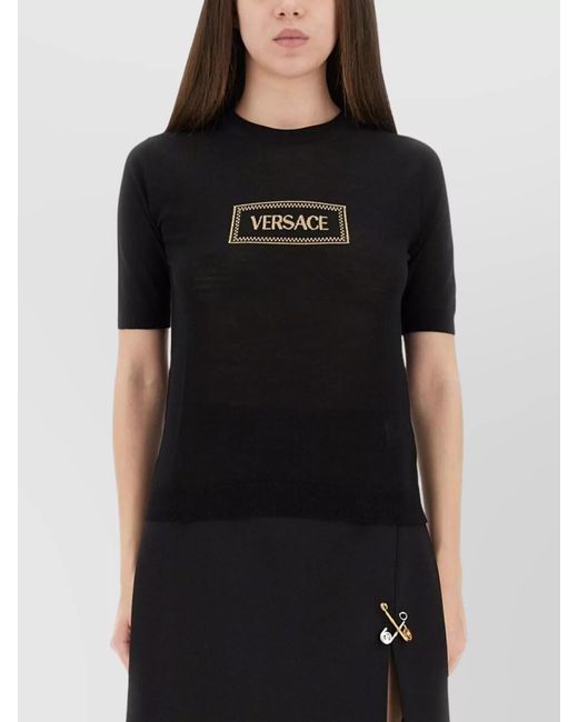 Versace Black Logo-Knit Knitted Top