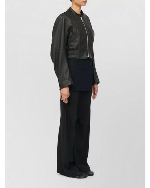 MM6 by Maison Margiela Black Leather Bomber Jacket