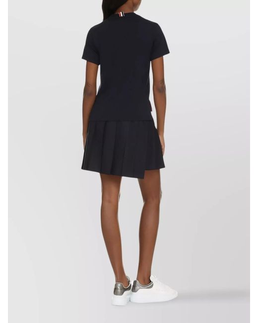Thom Browne Blue Ribbed Collar Crew-Neck T-Shirt