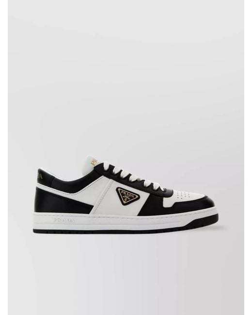 Prada White Leather Low-Top Sneakers