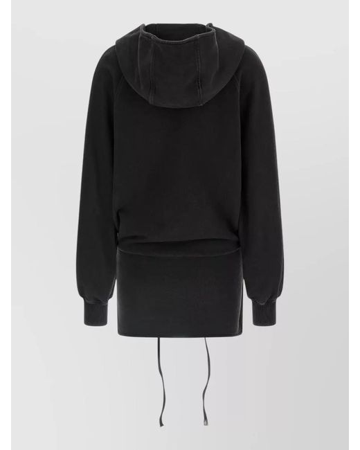 The Attico Black Cotton Hooded Mini Dress