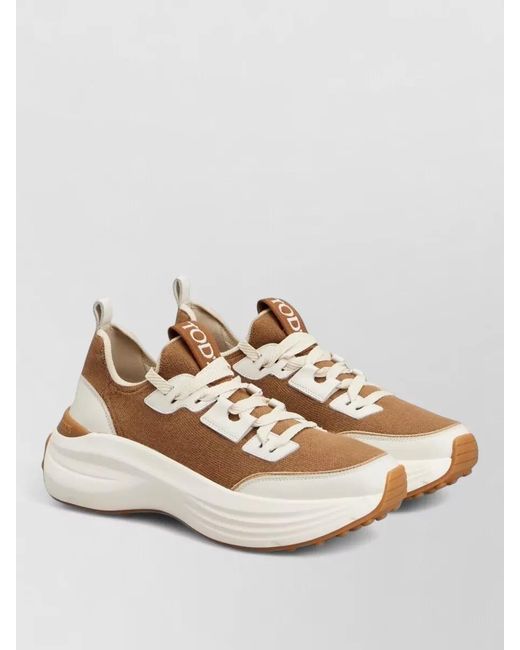 Tod's Natural Silk Low-Top Sneakers