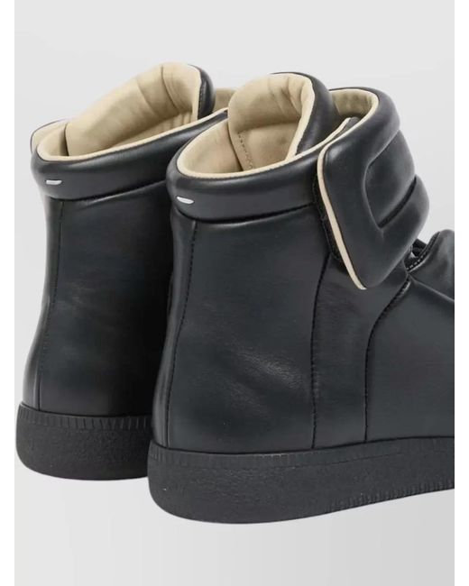 Maison Margiela Black Mid Top Calfskin Ankle Sneakers Stitch for men